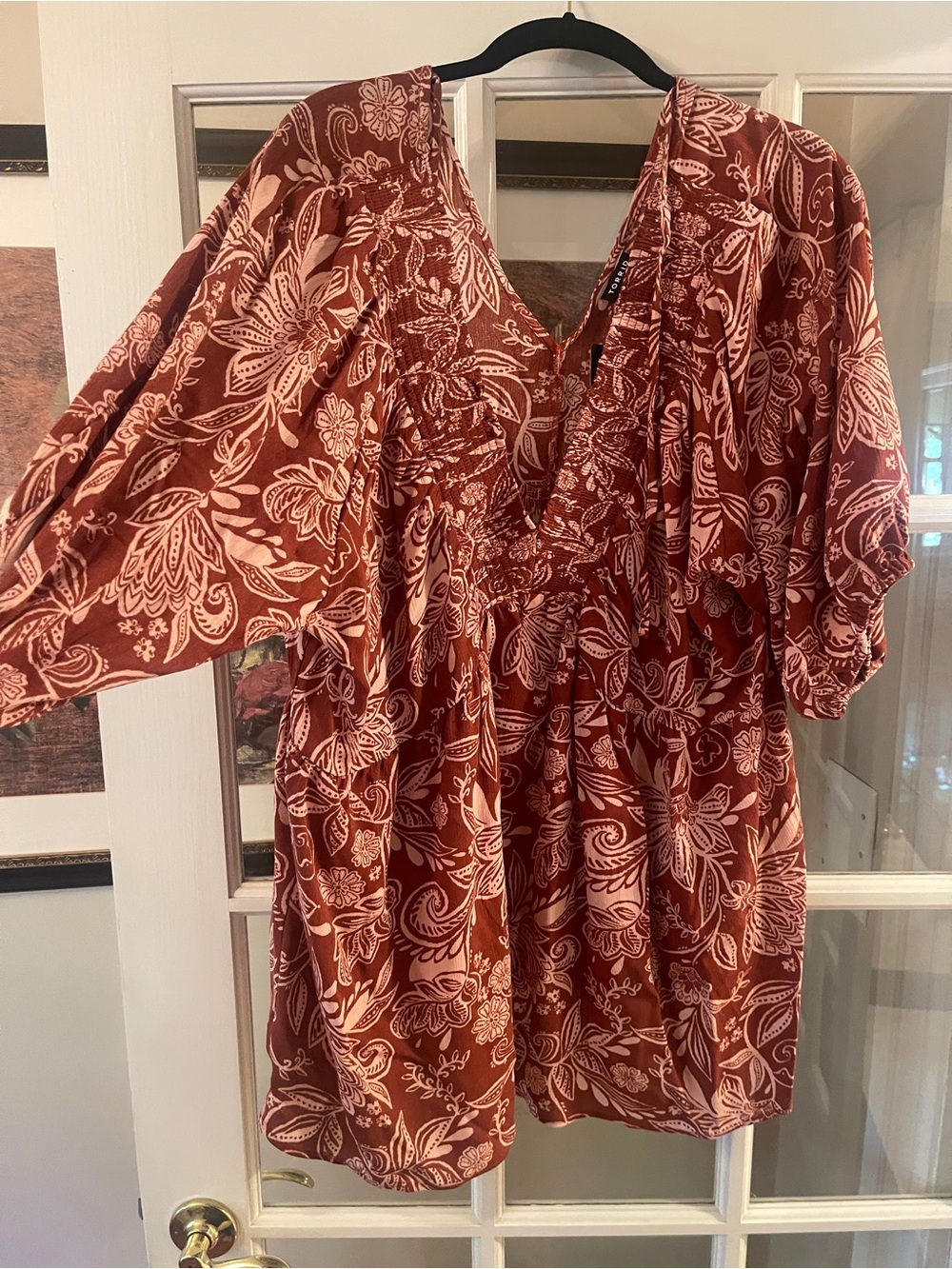 NWT Torrid Rust Floral V-Neck Boho Blouse in sz 2
